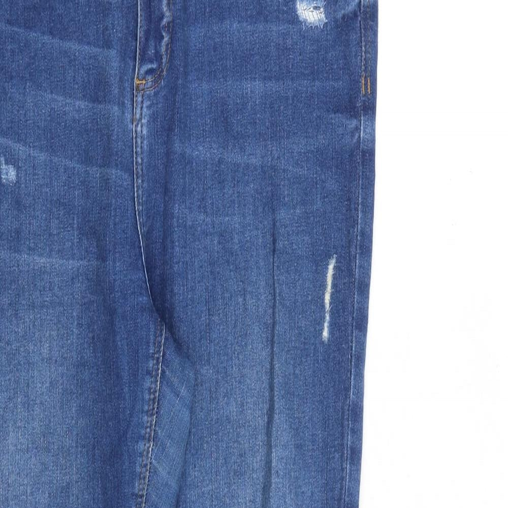 River Island Womens Blue Cotton Skinny Jeans Size 14 L27 in Slim Zip