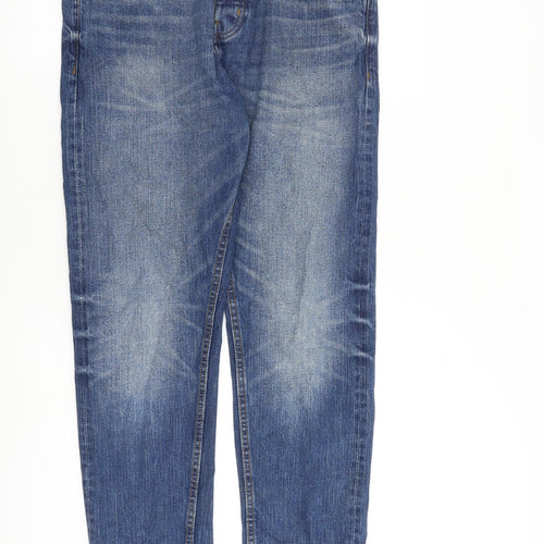 The stronghold Mens Blue Cotton Straight Jeans Size 32 in L32 in Regular Button