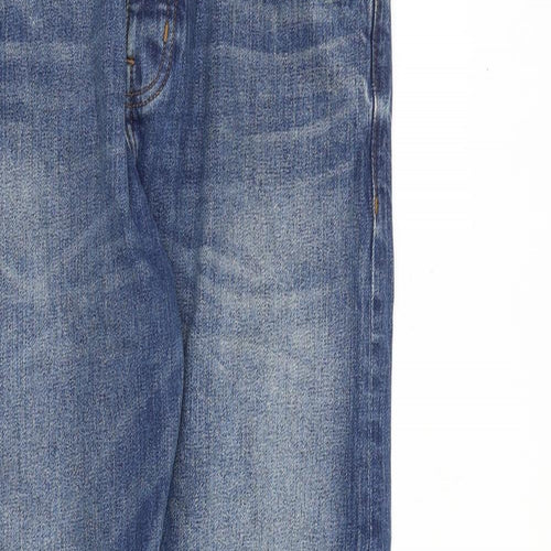 The stronghold Mens Blue Cotton Straight Jeans Size 32 in L32 in Regular Button