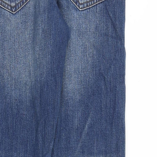 The stronghold Mens Blue Cotton Straight Jeans Size 32 in L32 in Regular Button