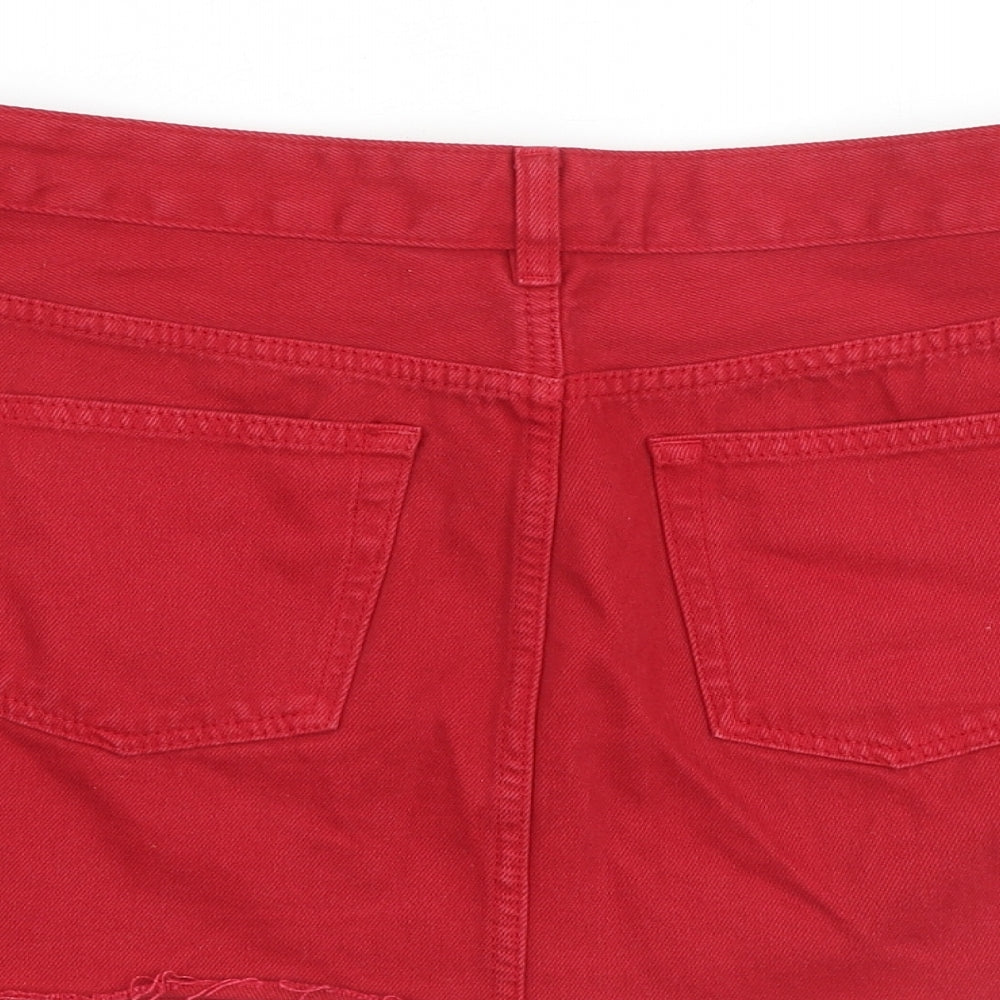 ASOS Womens Red Cotton Mini Skirt Size 10 Zip