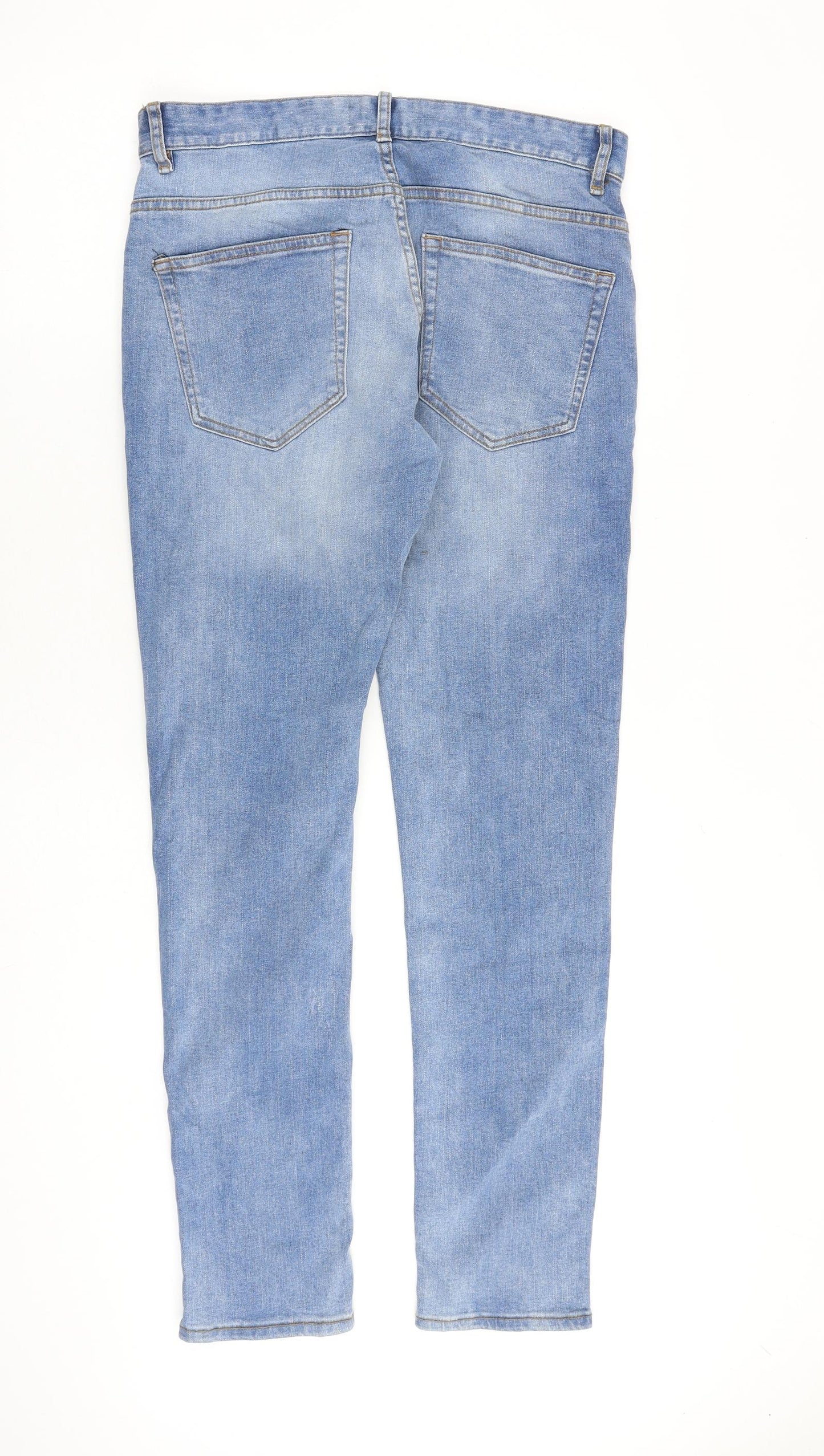 Matalan Mens Blue Cotton Skinny Jeans Size 32 in L32 in Slim Zip