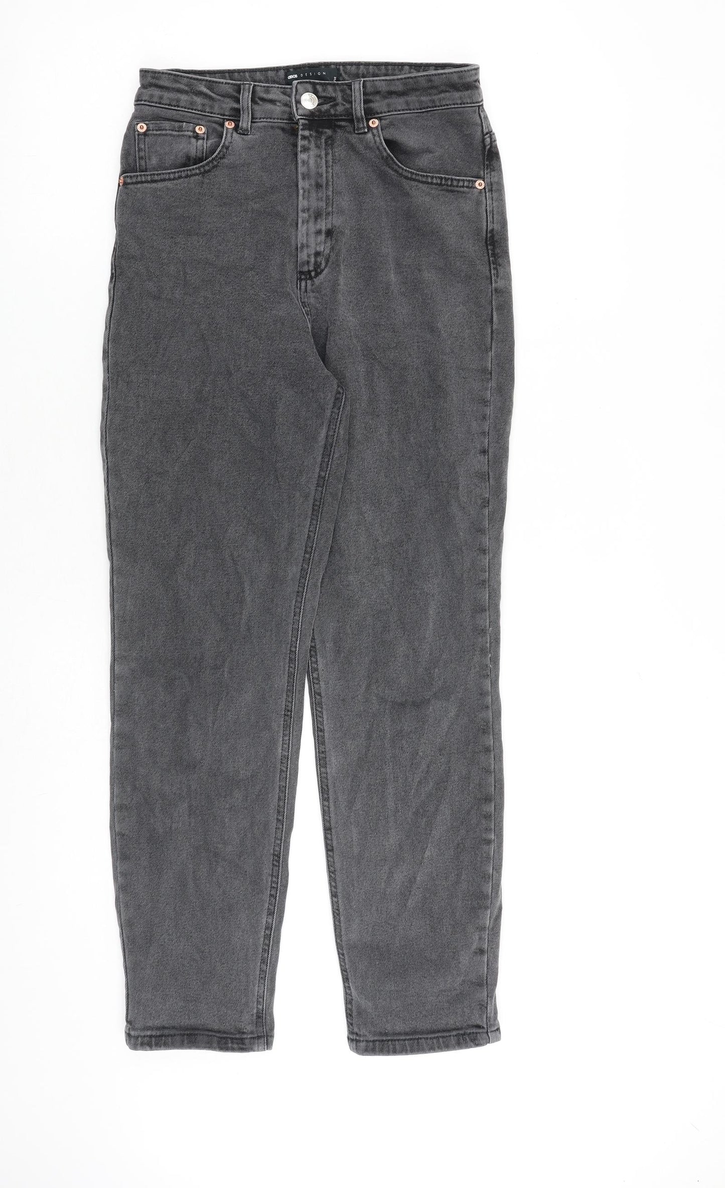 ASOS Womens Grey Cotton Straight Jeans Size 26 in L32 in Regular Zip