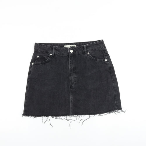 Topshop Womens Grey Cotton Mini Skirt Size 12 Zip