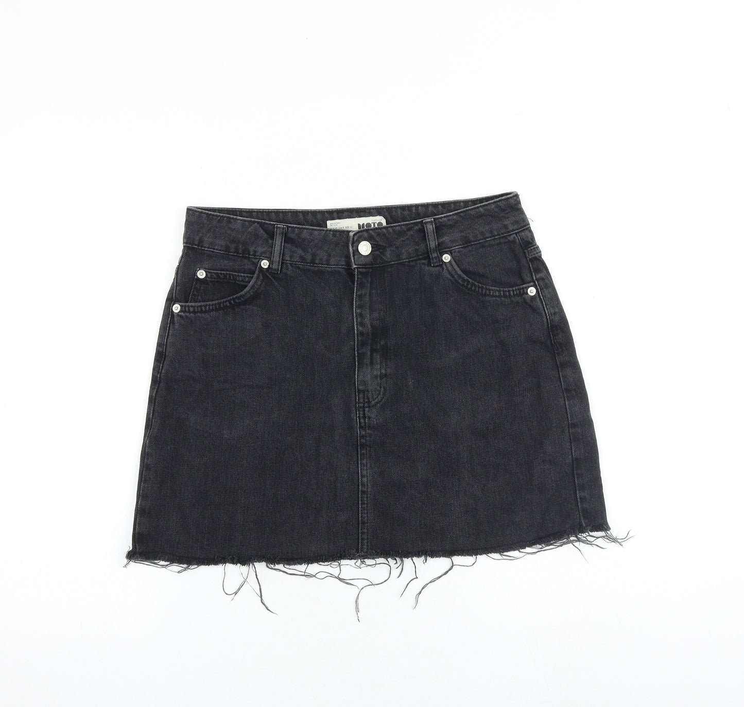 Topshop Womens Grey Cotton Mini Skirt Size 12 Zip
