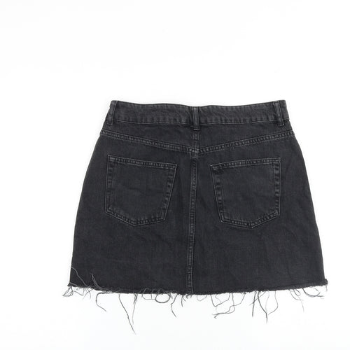 Topshop Womens Grey Cotton Mini Skirt Size 12 Zip