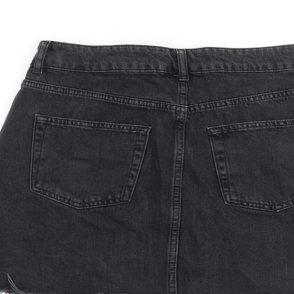 Topshop Womens Grey Cotton Mini Skirt Size 12 Zip