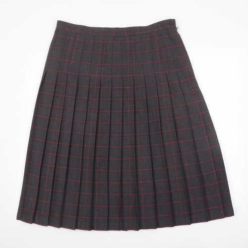 EWM Womens Grey Plaid Polyester Pleated Skirt Size 16 Zip