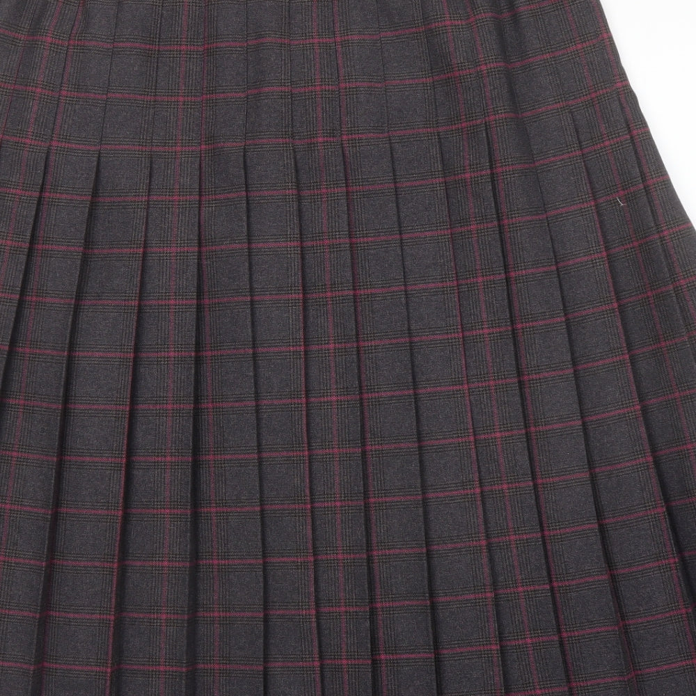EWM Womens Grey Plaid Polyester Pleated Skirt Size 16 Zip