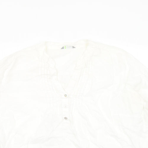 Marks and Spencer Womens Ivory Linen Basic Blouse Size 16 V-Neck