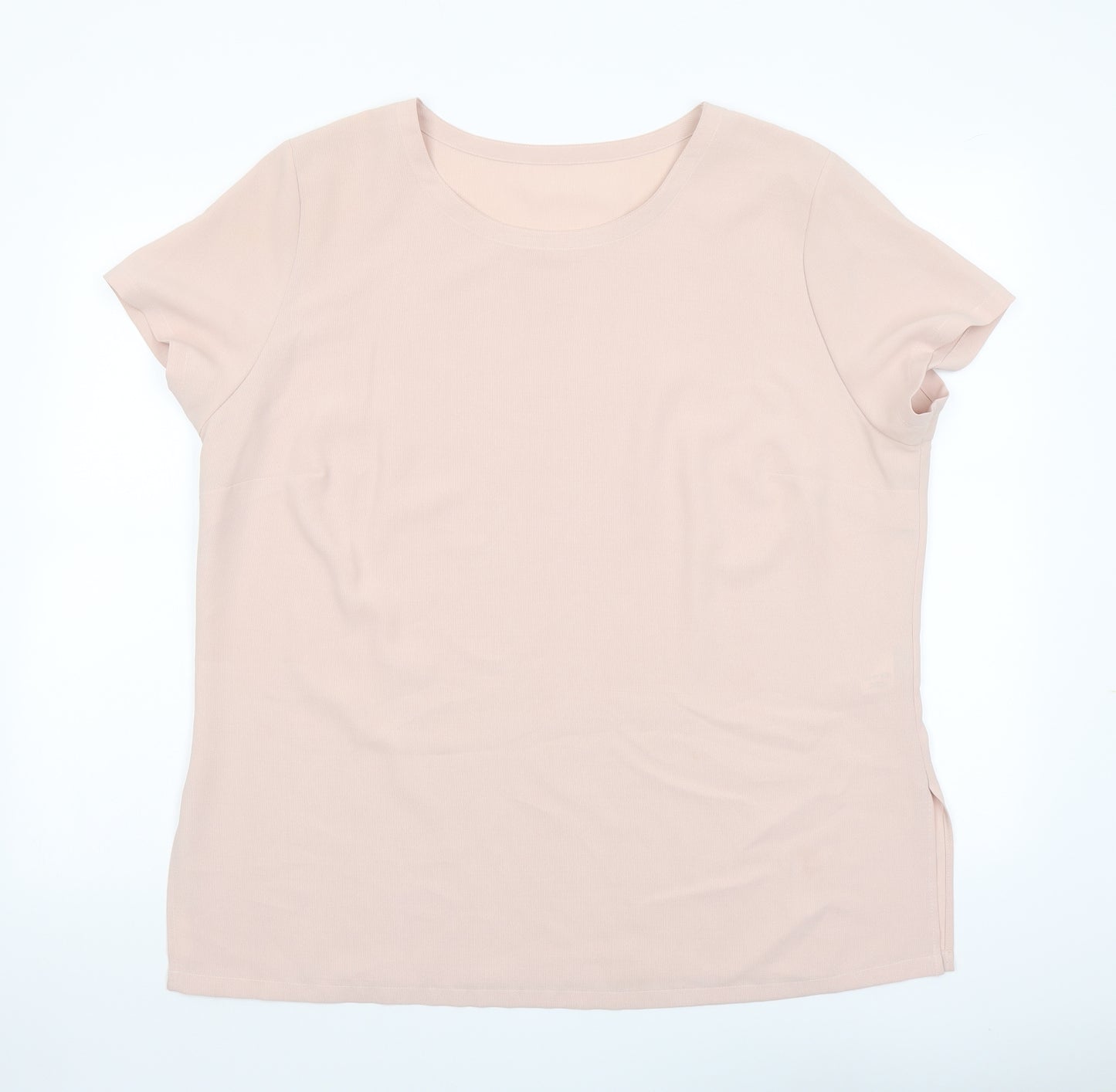 Marks and Spencer Womens Pink Polyester Basic T-Shirt Size 20 Crew Neck