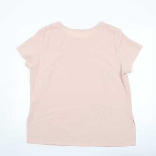 Marks and Spencer Womens Pink Polyester Basic T-Shirt Size 20 Crew Neck
