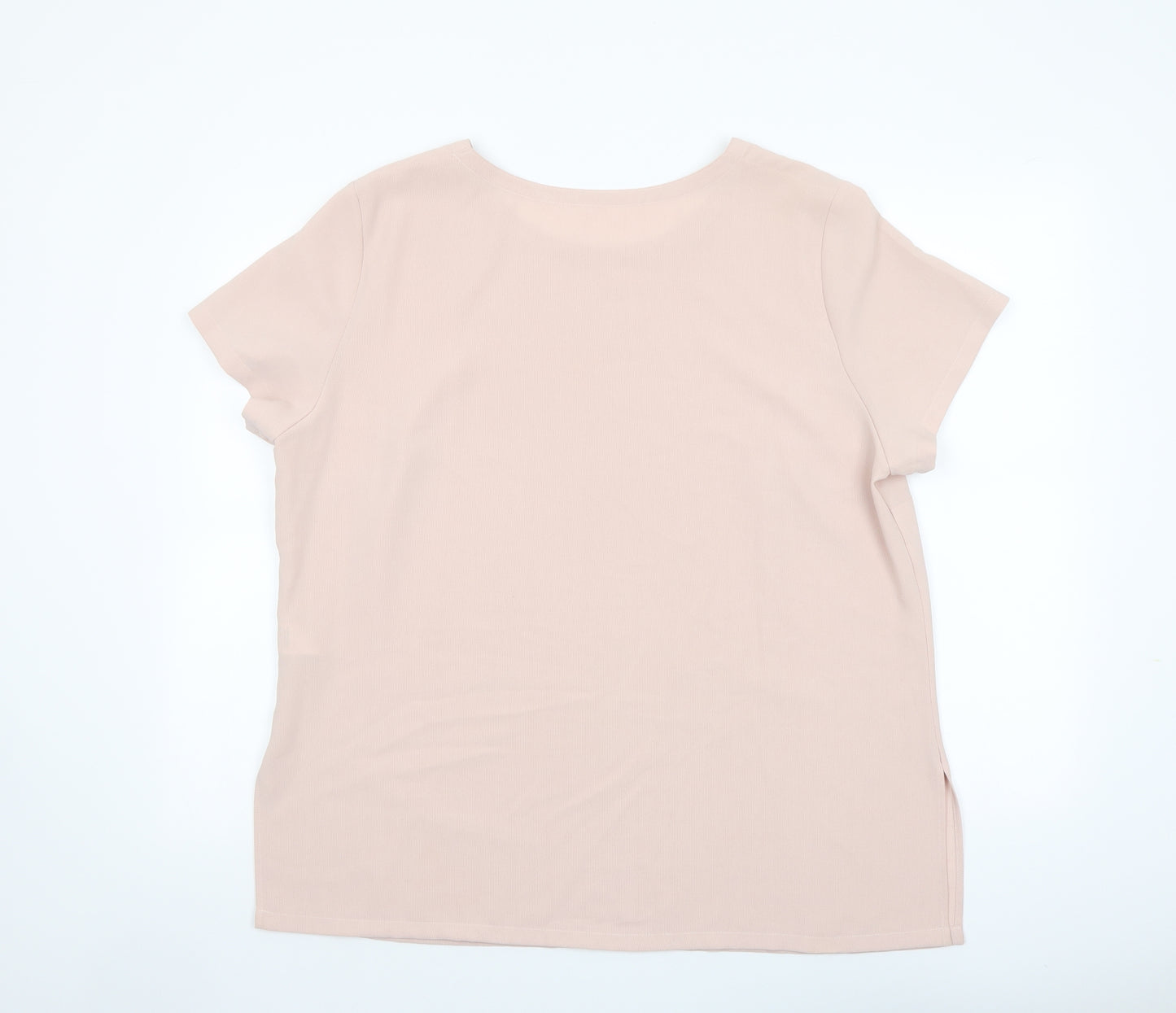 Marks and Spencer Womens Pink Polyester Basic T-Shirt Size 20 Crew Neck