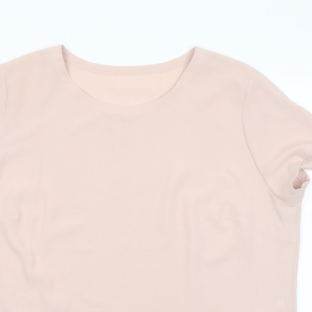 Marks and Spencer Womens Pink Polyester Basic T-Shirt Size 20 Crew Neck