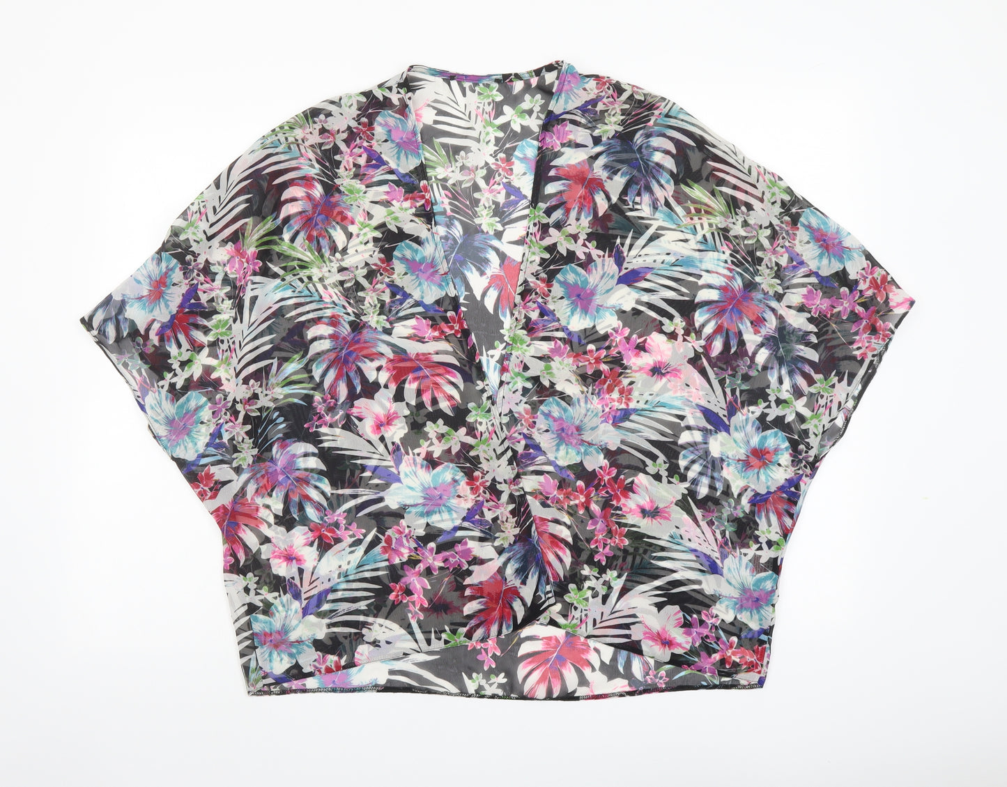 New Look Womens Multicoloured Floral Polyester Kimono Blouse Size 8 V-Neck