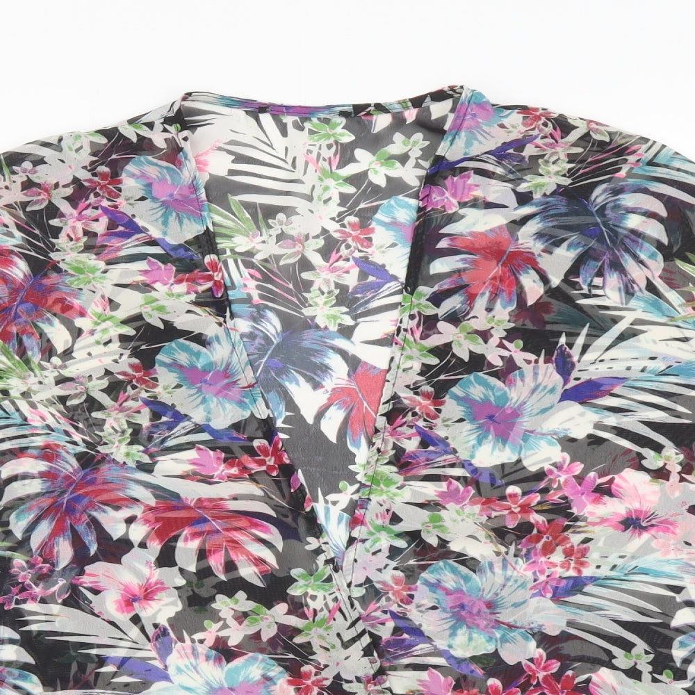 New Look Womens Multicoloured Floral Polyester Kimono Blouse Size 8 V-Neck