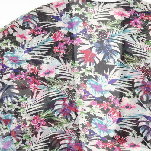 New Look Womens Multicoloured Floral Polyester Kimono Blouse Size 8 V-Neck