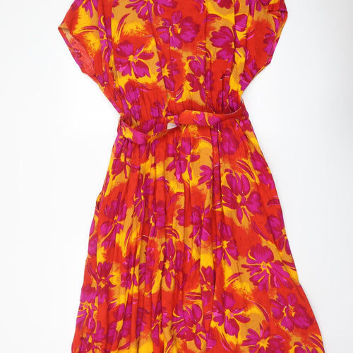 Richards Womens Multicoloured Floral Viscose Maxi Size 18 V-Neck Button
