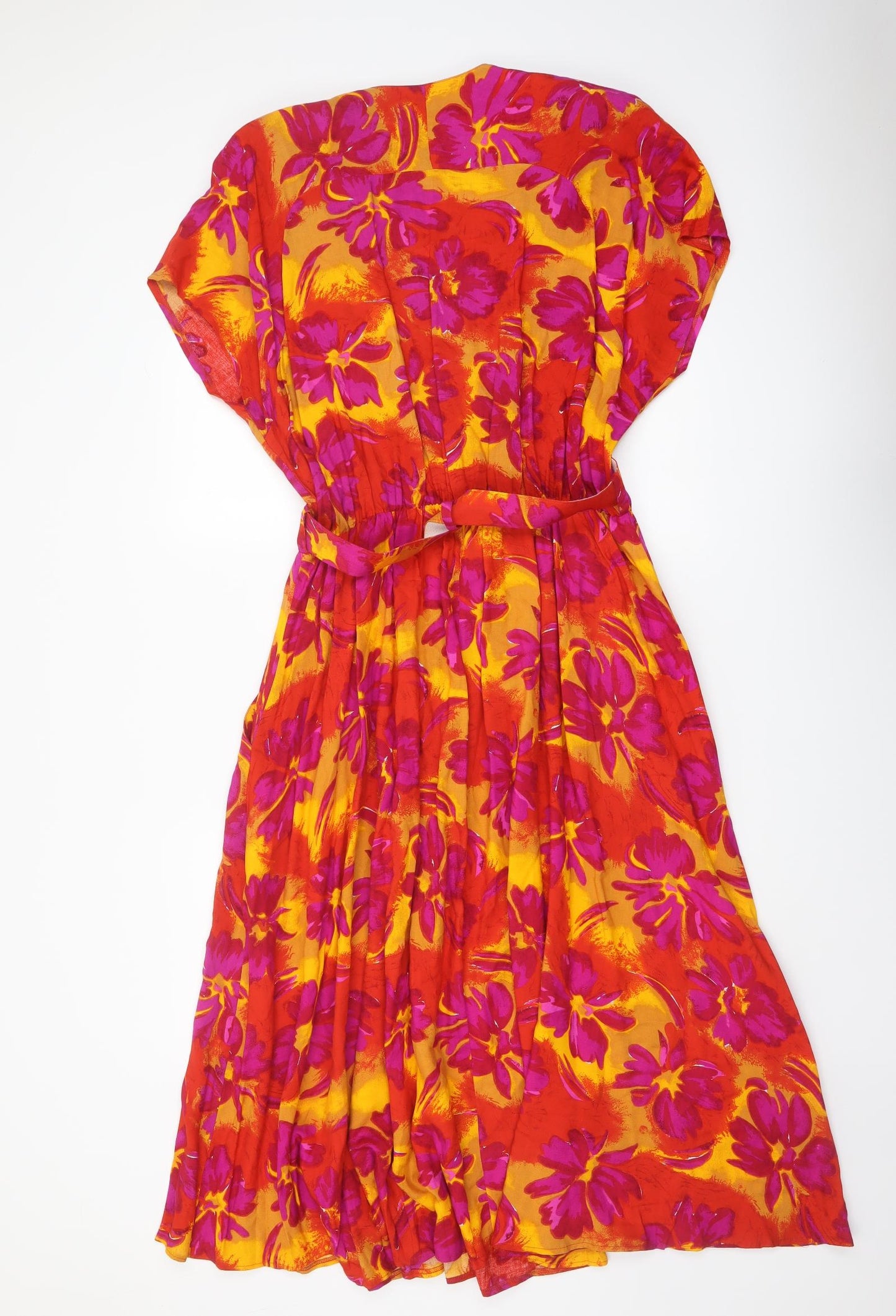 Richards Womens Multicoloured Floral Viscose Maxi Size 18 V-Neck Button