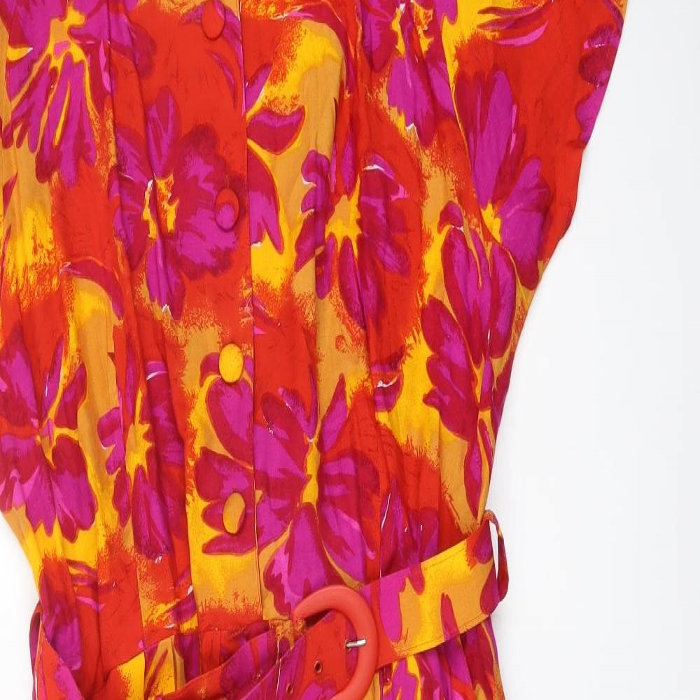 Richards Womens Multicoloured Floral Viscose Maxi Size 18 V-Neck Button