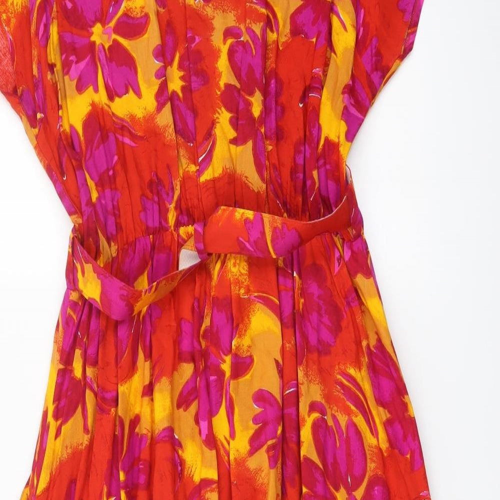 Richards Womens Multicoloured Floral Viscose Maxi Size 18 V-Neck Button