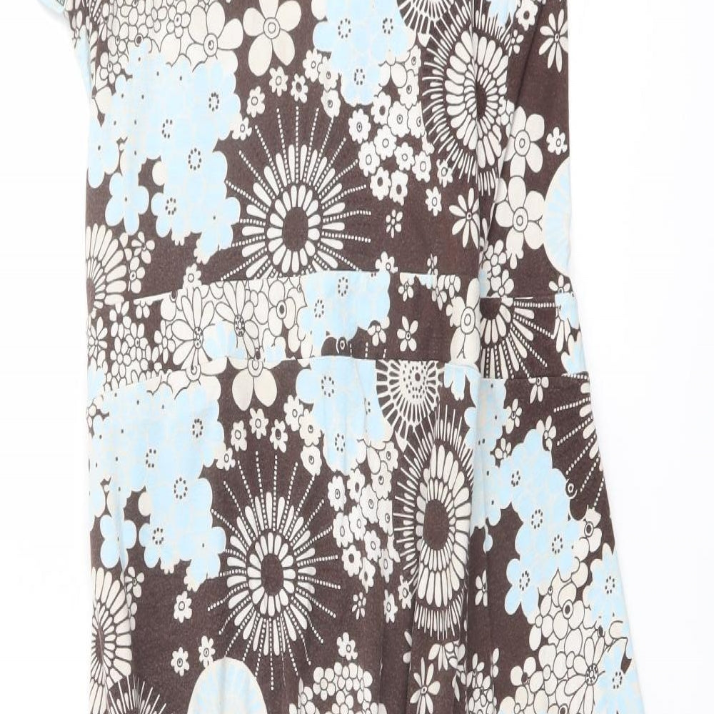 J.Taylor Womens Blue Geometric Viscose Wrap Dress Size 14 V-Neck Tie