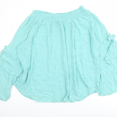 Klass Womens Green Viscose Basic Blouse Size 20 Boat Neck - Voluminous Sleeves