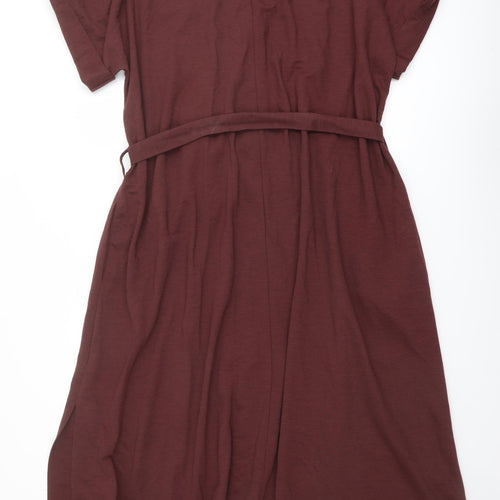 NEXT Womens Red Polyester Shirt Dress Size 20 Collared Button