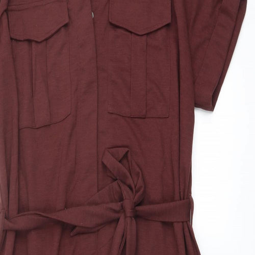 NEXT Womens Red Polyester Shirt Dress Size 20 Collared Button
