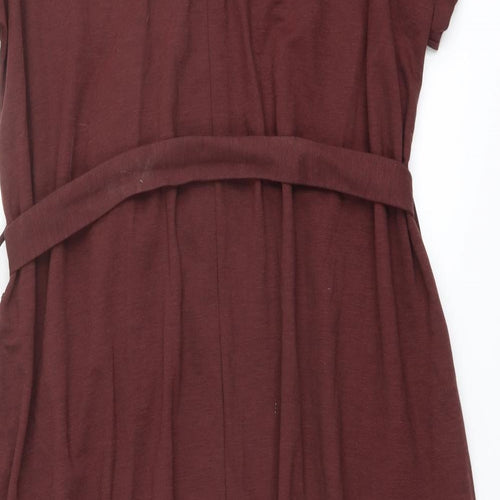 NEXT Womens Red Polyester Shirt Dress Size 20 Collared Button