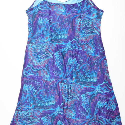 Joanna Hope Womens Multicoloured Geometric Polyester Tank Dress Size 22 Round Neck Pullover