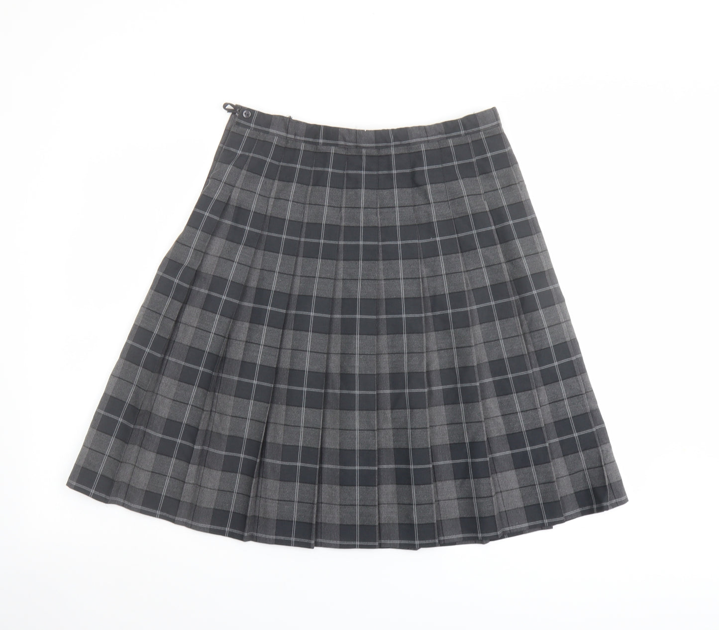 Trutex Womens Grey Plaid Polyester Pleated Skirt Size 26 in Zip