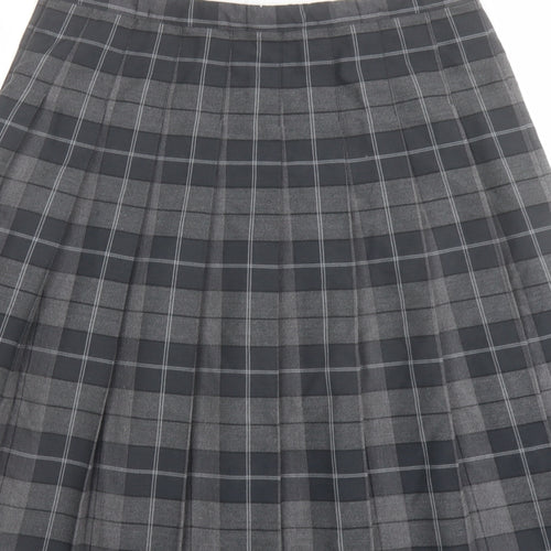 Trutex Womens Grey Plaid Polyester Pleated Skirt Size 26 in Zip