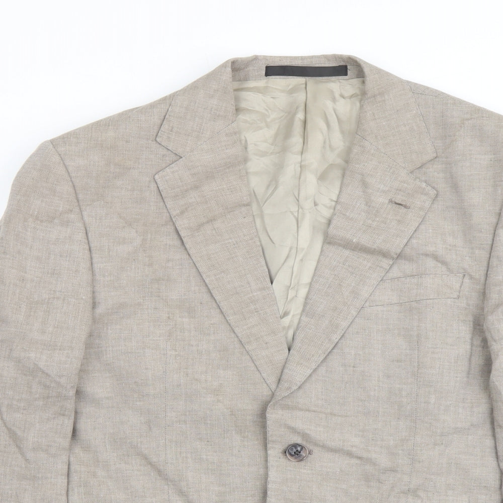Marks and Spencer Mens Beige Linen Jacket Suit Jacket Size 38 Regular