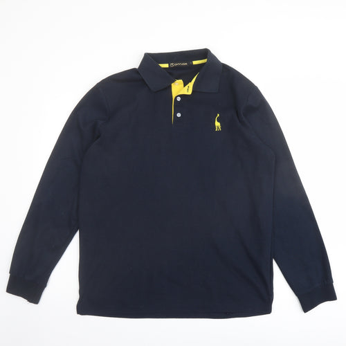 GHYUGR Mens Blue Cotton Polo Size L Collared Button