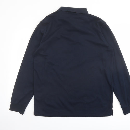 GHYUGR Mens Blue Cotton Polo Size L Collared Button