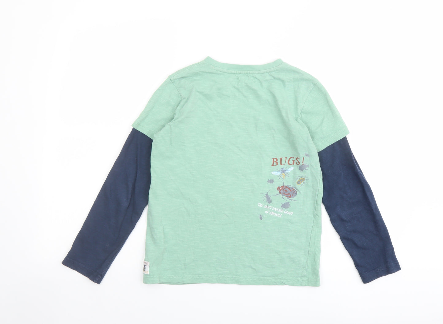 Fat Face Boys Green Colourblock Cotton Pullover Casual Size 9-10 Years Round Neck Pullover - Don't bug me