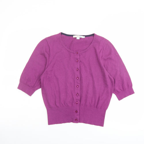 Boden Womens Purple Round Neck Cotton Cardigan Jumper Size 14