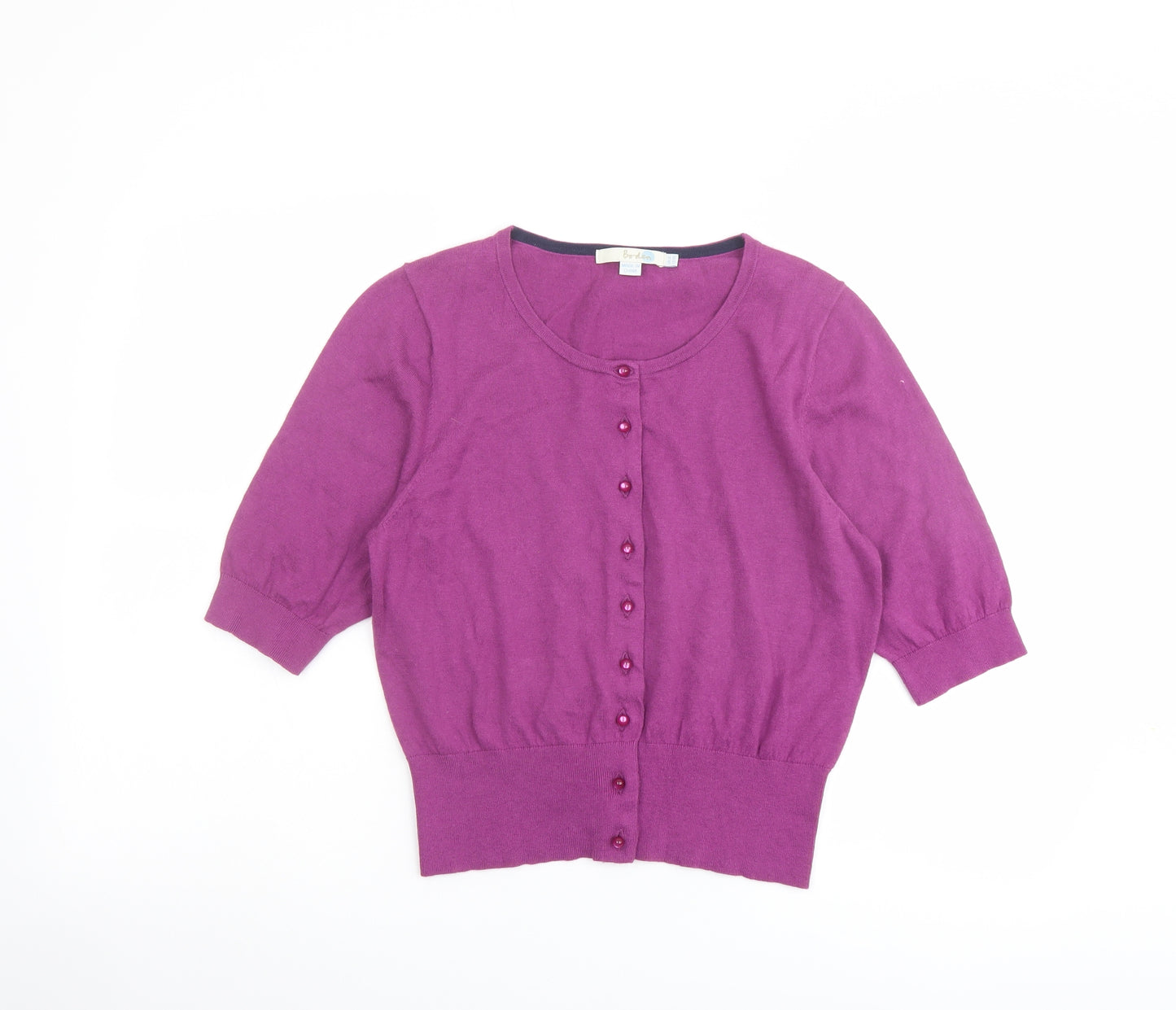 Boden Womens Purple Round Neck Cotton Cardigan Jumper Size 14
