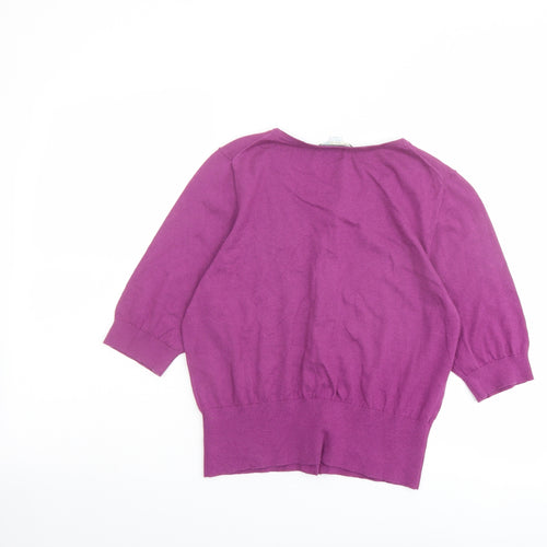 Boden Womens Purple Round Neck Cotton Cardigan Jumper Size 14
