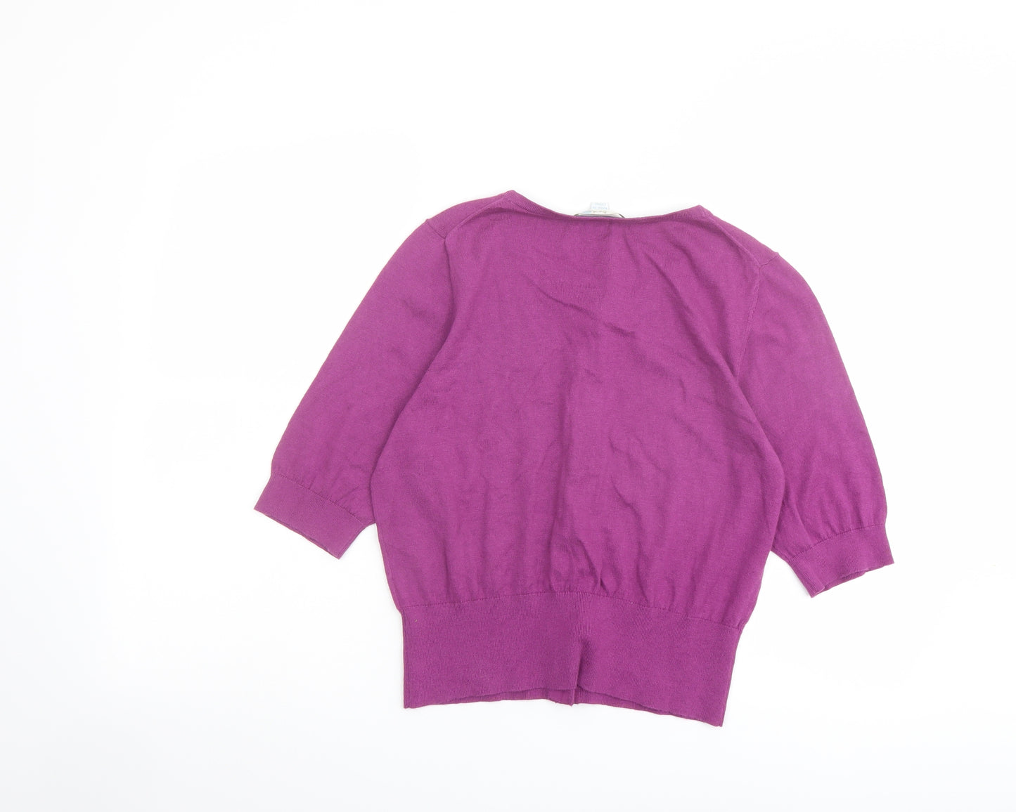 Boden Womens Purple Round Neck Cotton Cardigan Jumper Size 14