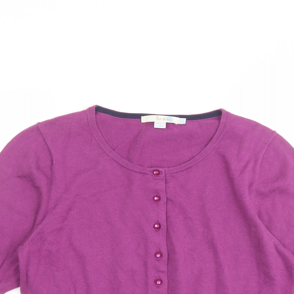 Boden Womens Purple Round Neck Cotton Cardigan Jumper Size 14