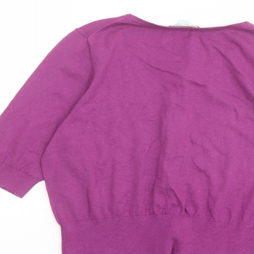 Boden Womens Purple Round Neck Cotton Cardigan Jumper Size 14