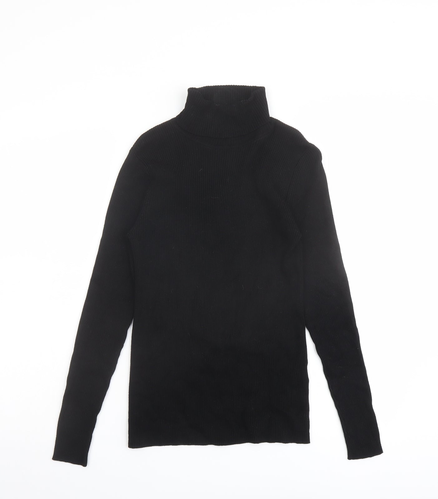 Marks and Spencer Womens Black Roll Neck Viscose Pullover Jumper Size 12