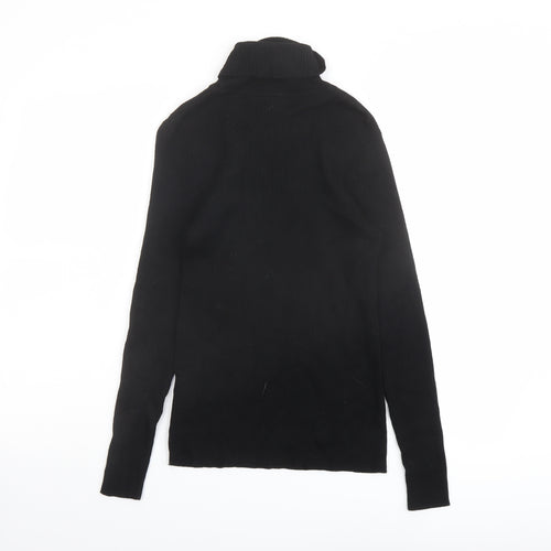 Marks and Spencer Womens Black Roll Neck Viscose Pullover Jumper Size 12