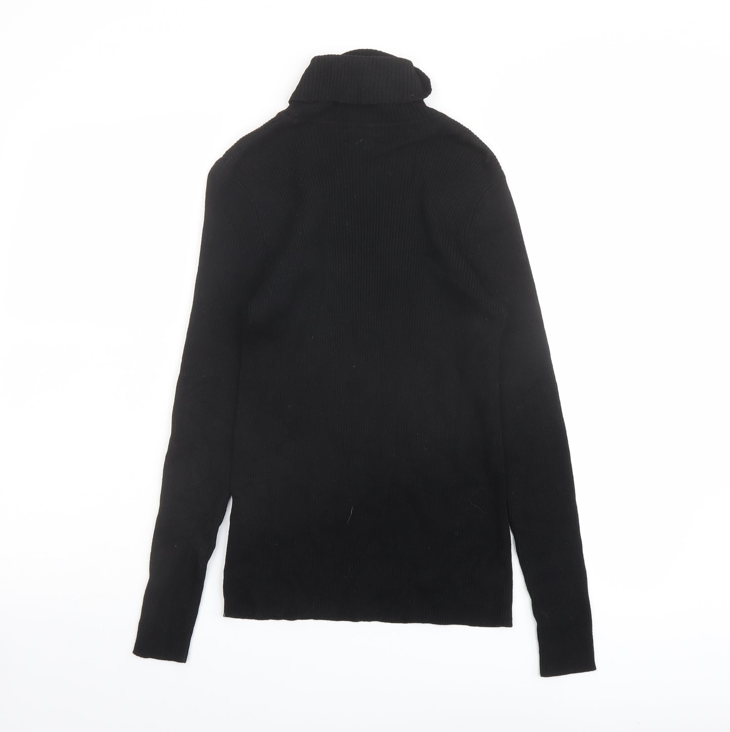 Marks and Spencer Womens Black Roll Neck Viscose Pullover Jumper Size 12