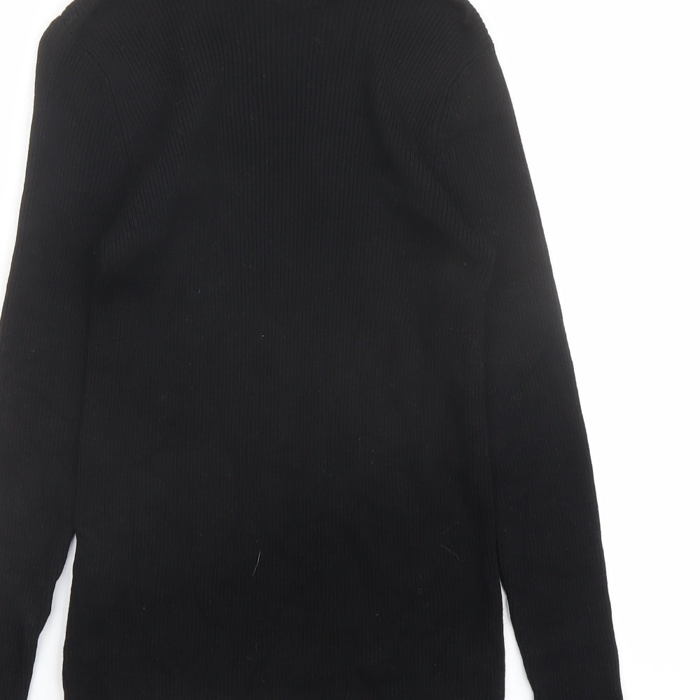 Marks and Spencer Womens Black Roll Neck Viscose Pullover Jumper Size 12