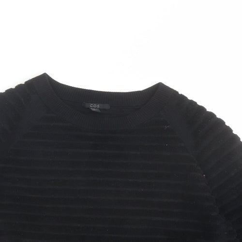 COS Womens Black Round Neck Cotton Pullover Jumper Size S