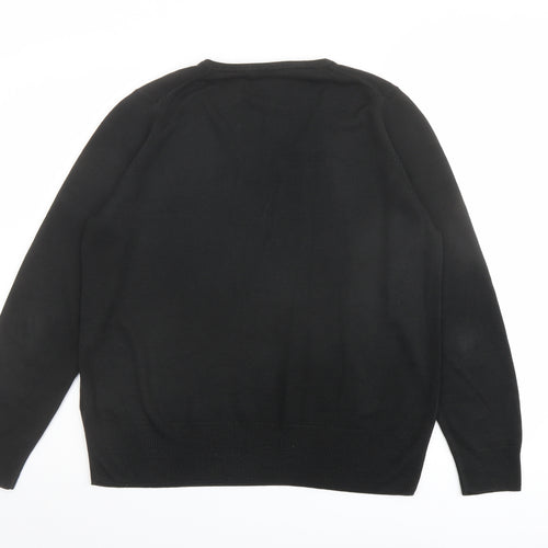 Marks and Spencer Womens Black V-Neck Acrylic Pullover Jumper Size 14