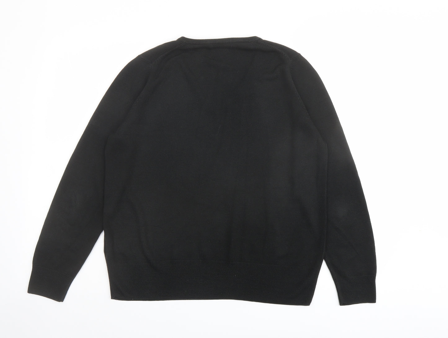 Marks and Spencer Womens Black V-Neck Acrylic Pullover Jumper Size 14